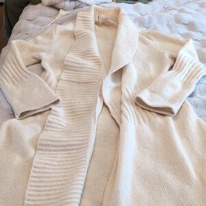 Part Two Maxi Lambswool And Angora Open Wrap Cardigan Sweater L